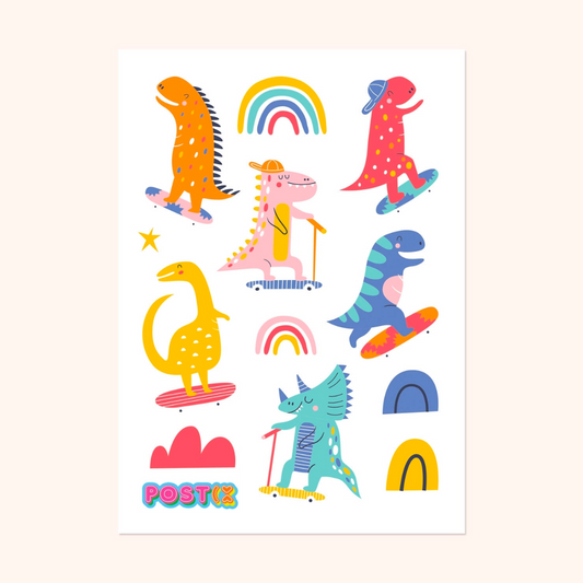 Dino Rainbow Sticker Sheet by Postix