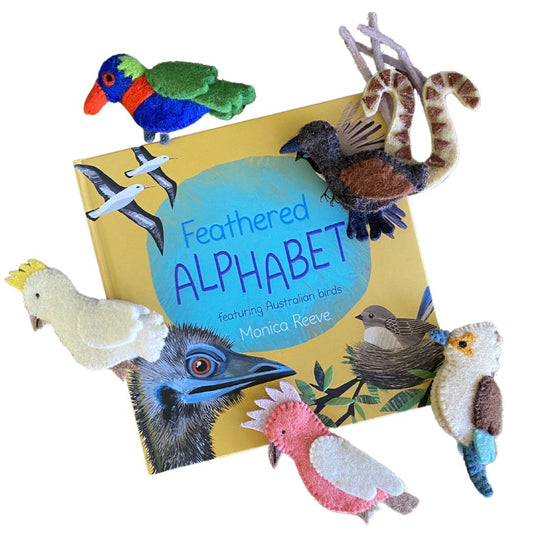 Feathered Alphabet and Australian Native Bird Finger Puppet Gift Pack