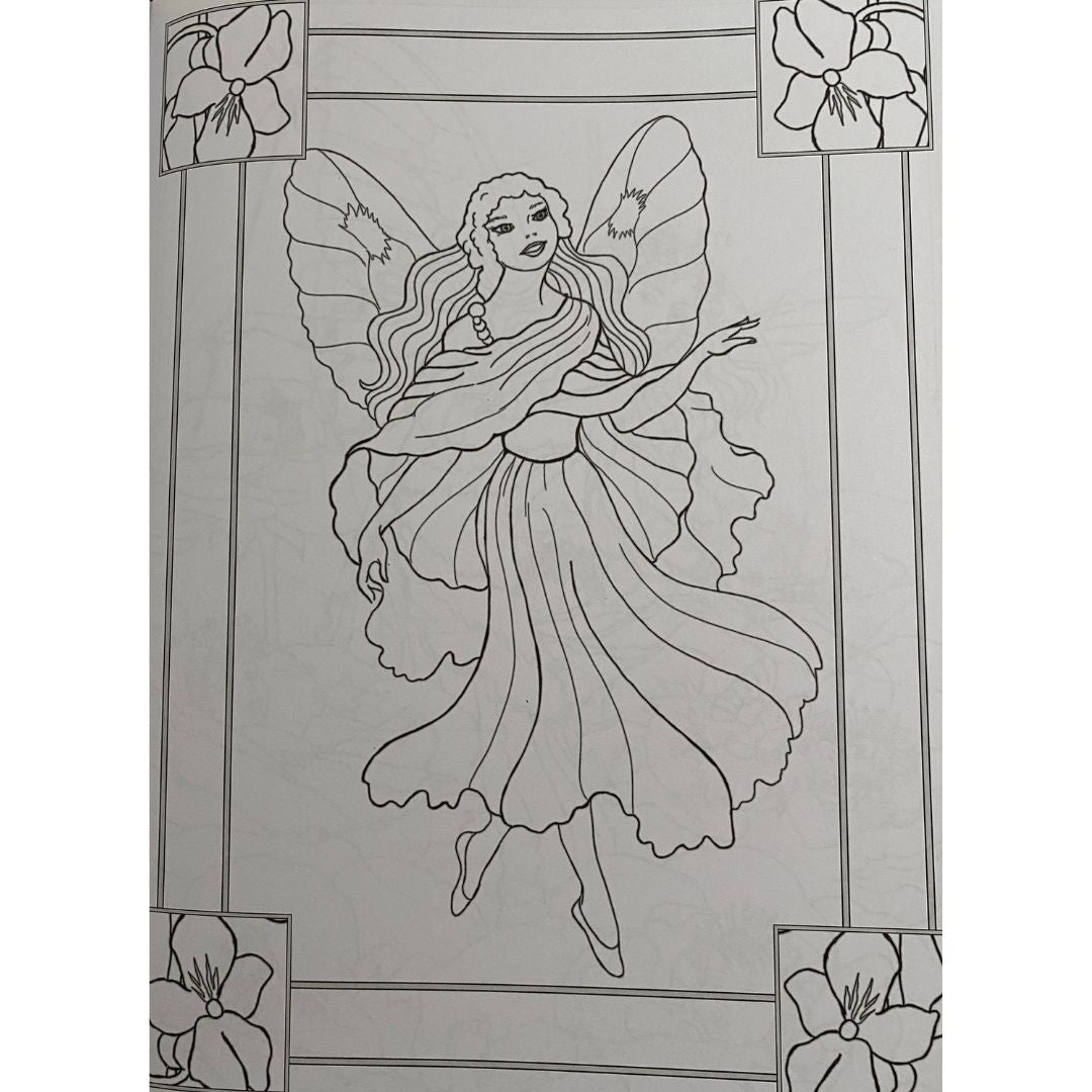 colour in page of a fairy in shirley barber classic fairy book 1