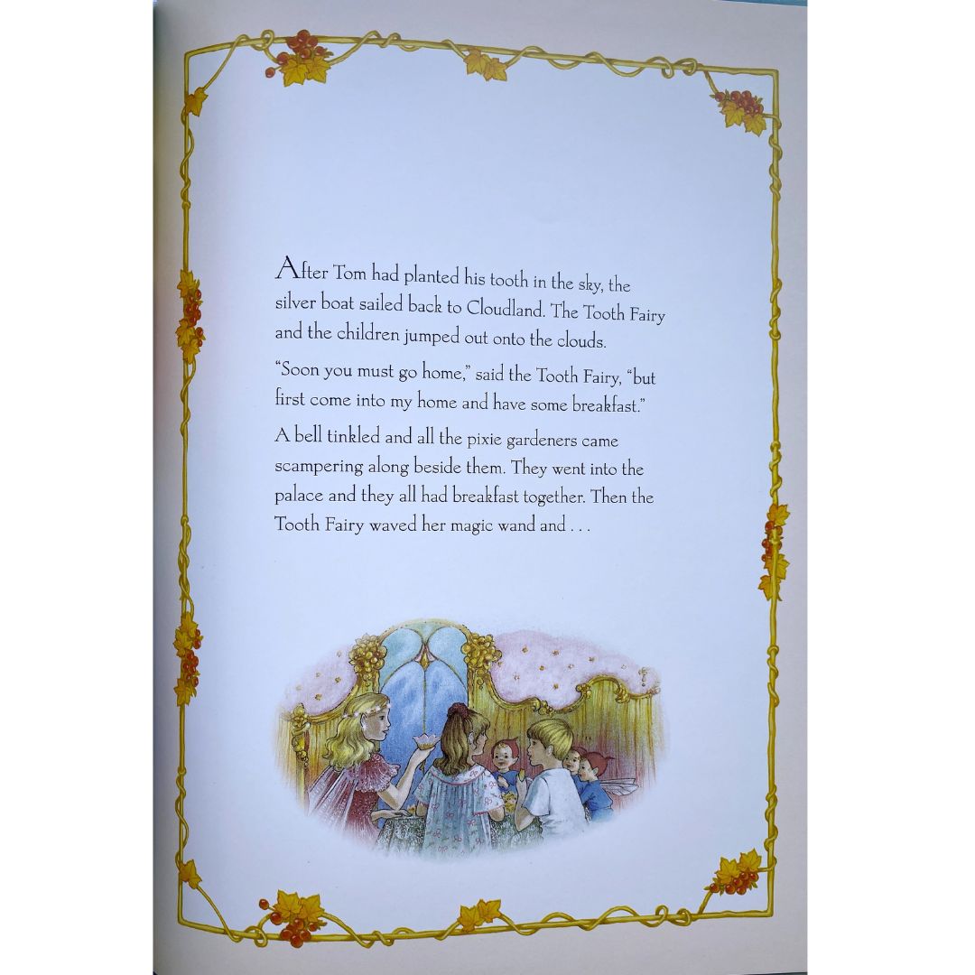 text and image of children with a pink tooth fairy from Shirley Barber's Tooth Fairy 