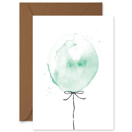 Green Balloon- Greeting Card