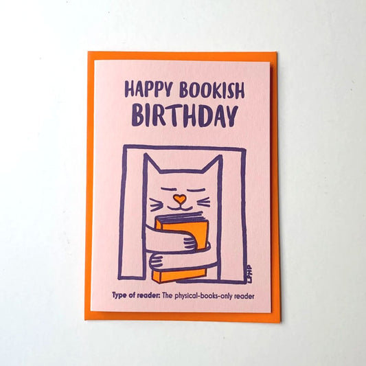 Happy Bookish Birthday Letterpress  Greeting Card